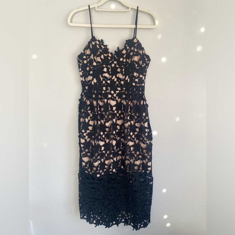 LACE MIDI BLACK DRESS POCKETS TO THE SIDE SIZE S